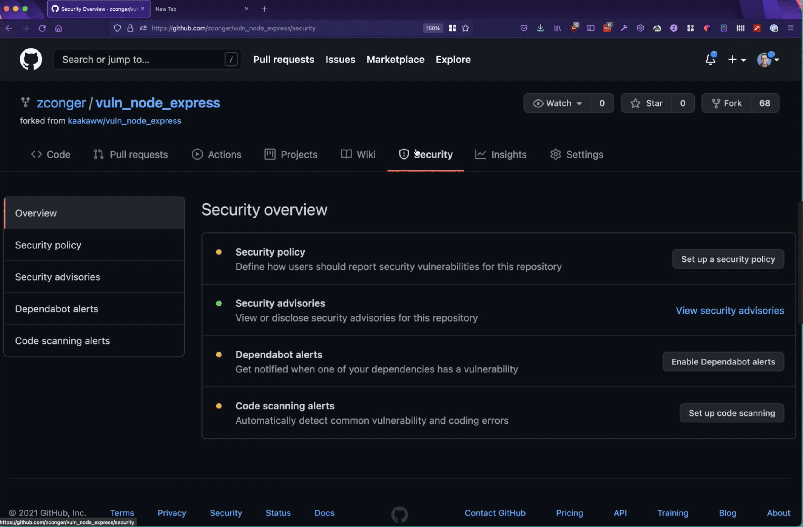 GitHub Code Scanning Security Overview