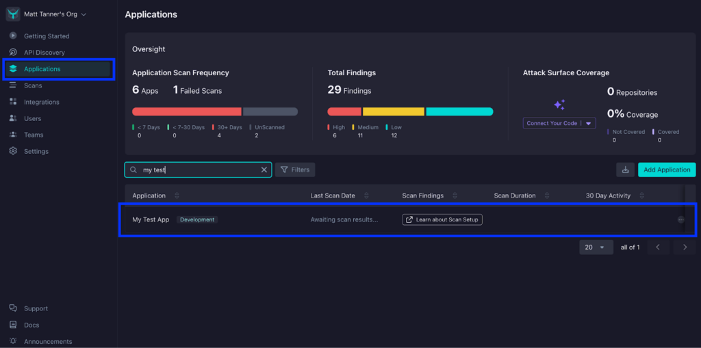 Applications Dashboard