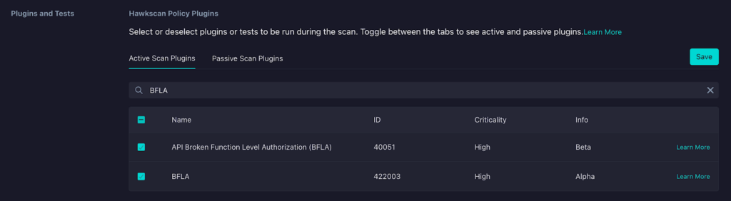 Hawkscan Policy Plugins